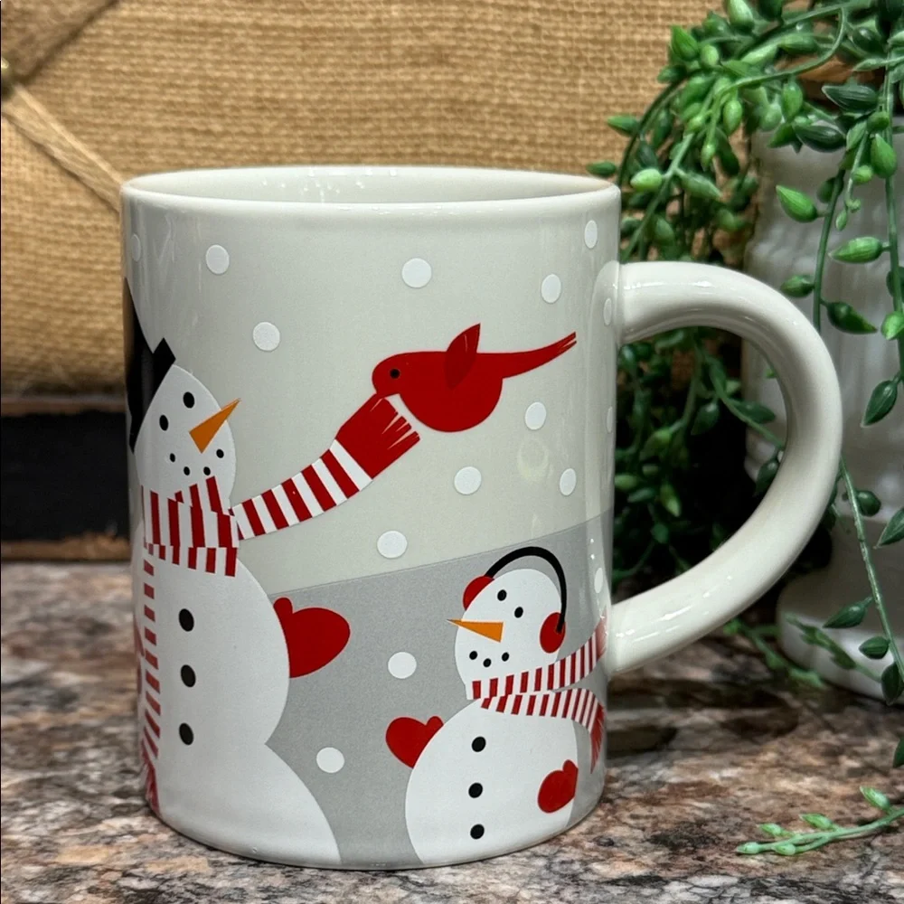 Crate&Barrel Snowman Mug - Red, White, and Gray